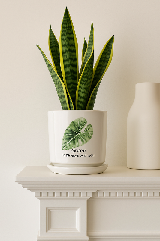 Luxury Handcrafted White Ceramic Planter with Leaf Motif – 5x6 Inch | Elegant Indoor Plant Pot | HouseOfEleganceHub | Premium Export Collection | Designer Planter for Home & Office Décor