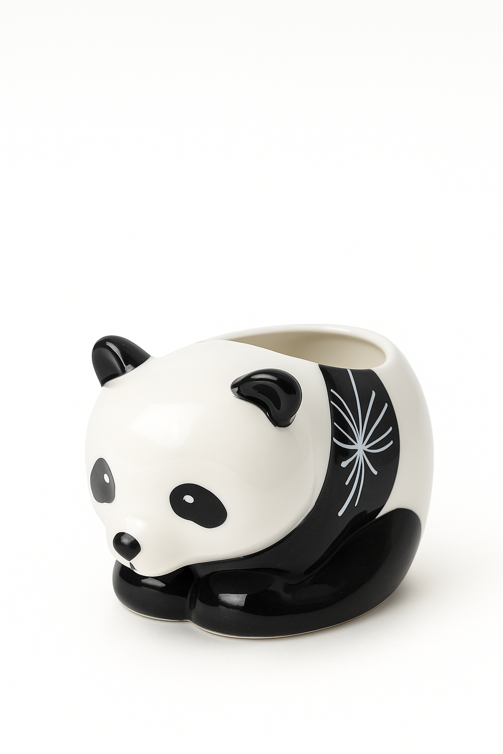 Cute Panda Ceramic Planter – Animal Succulent Pot (12 cm × 8 cm × 6 cm)