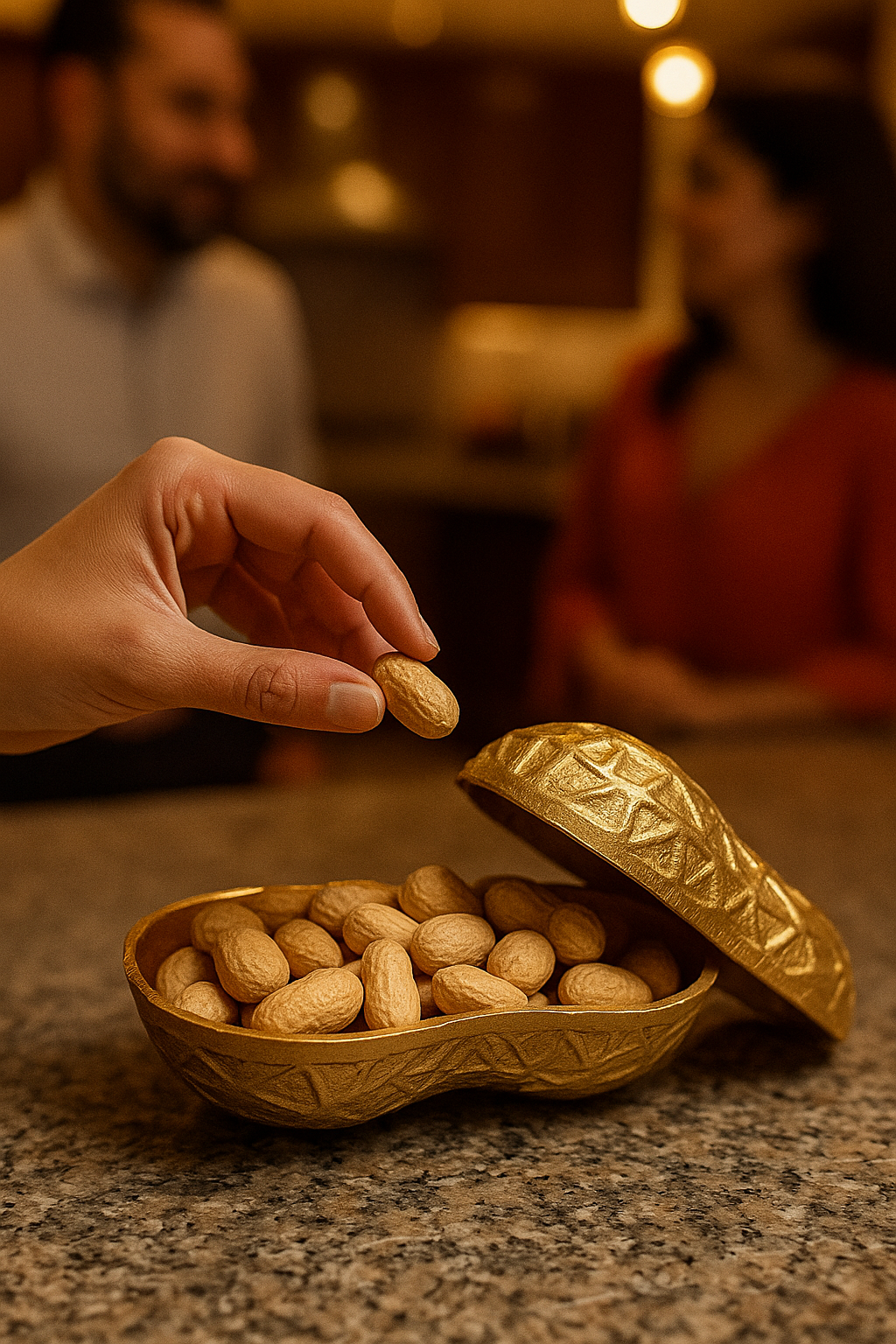 Golden Brass Peanut Shaped Serveware Bowl | Decorative Storage & Table Accent | Luxury Home & Table Decor