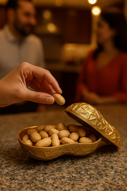 Golden Brass Peanut Shaped Serveware Bowl | Decorative Storage & Table Accent | Luxury Home & Table Decor