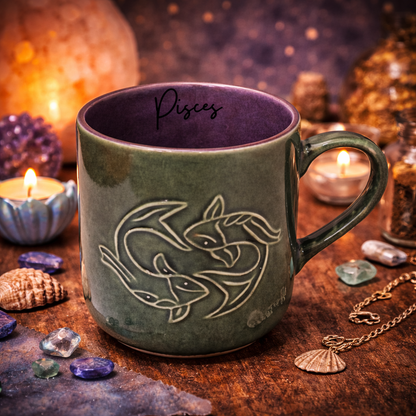 House of Elegance Hub Zodiac (Zodiac Sign) Ceramic Coffee Mug | 330 ml Handcrafted Astrology Cup | Premium Glazed Tea & Coffee Mug | Unique Gift for (Zodiac Sign) Lovers
