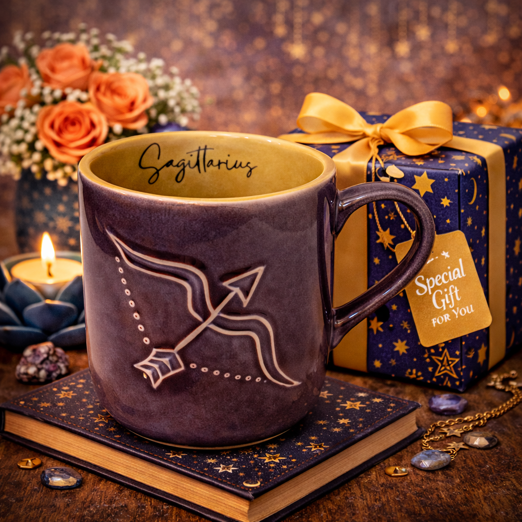 House of Elegance Hub Zodiac (Zodiac Sign) Ceramic Coffee Mug | 330 ml Handcrafted Astrology Cup | Premium Glazed Tea & Coffee Mug | Unique Gift for (Zodiac Sign) Lovers