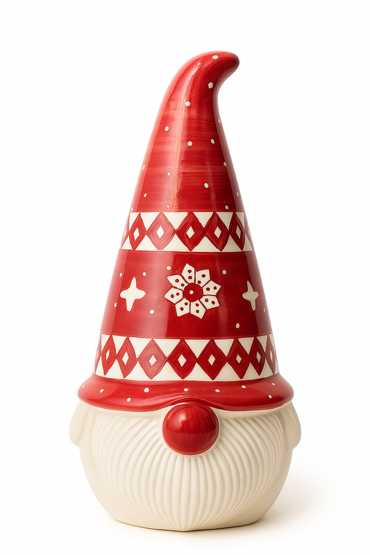 Red Santa Gnome Ceramic Decor – Christmas Table Accent (33 cm x 17 cm)