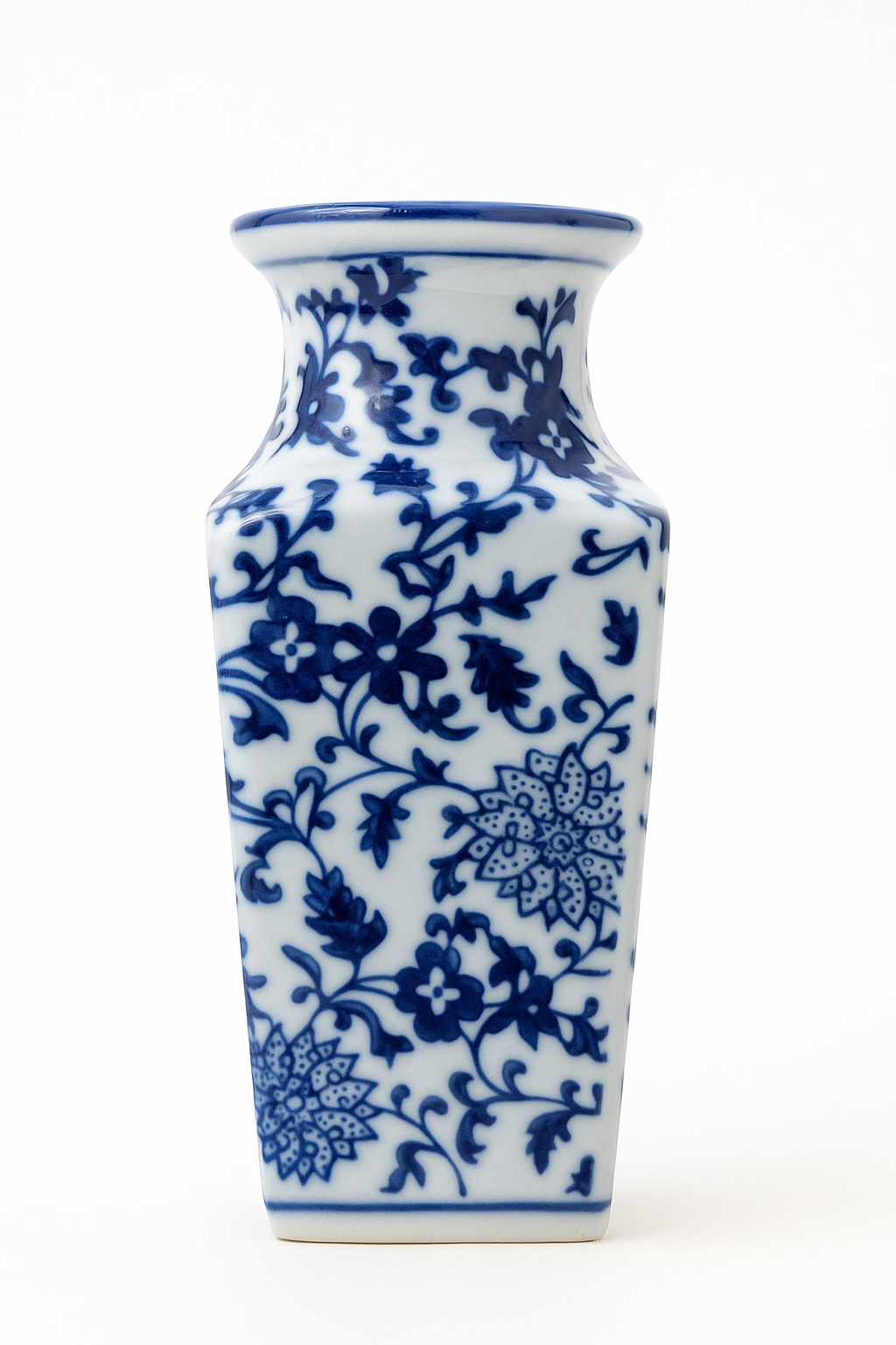 Blue & White Porcelain Vase – Oriental Floral Design
