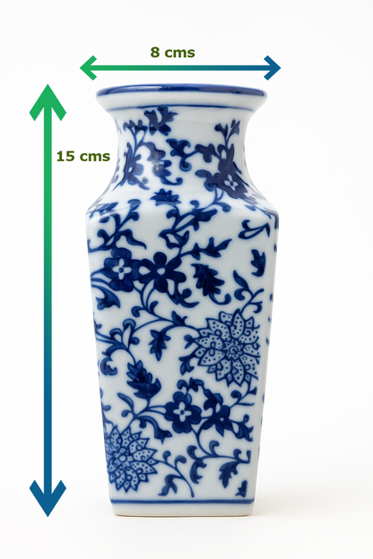 Blue & White Porcelain Vase – Oriental Floral Design