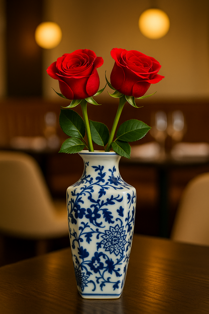 Blue & White Porcelain Vase – Oriental Floral Design