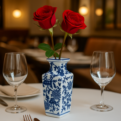 Blue & White Porcelain Vase – Oriental Floral Design