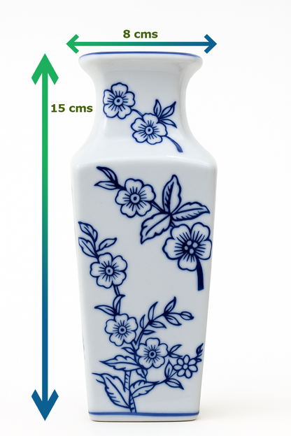 Blue & White Porcelain Vase – Oriental Floral Design