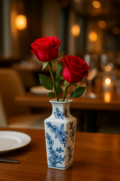 Blue & White Porcelain Vase – Oriental Floral Design