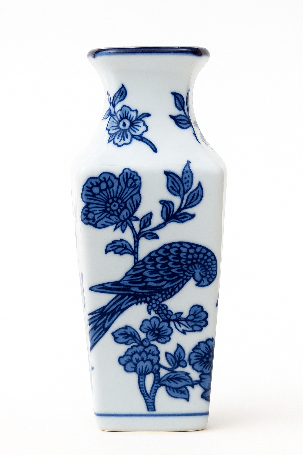 Blue & White Porcelain Vase – Oriental Floral Design