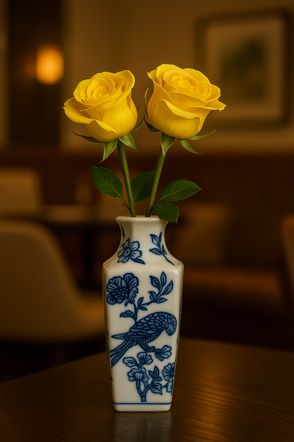 Blue & White Porcelain Vase – Oriental Floral Design