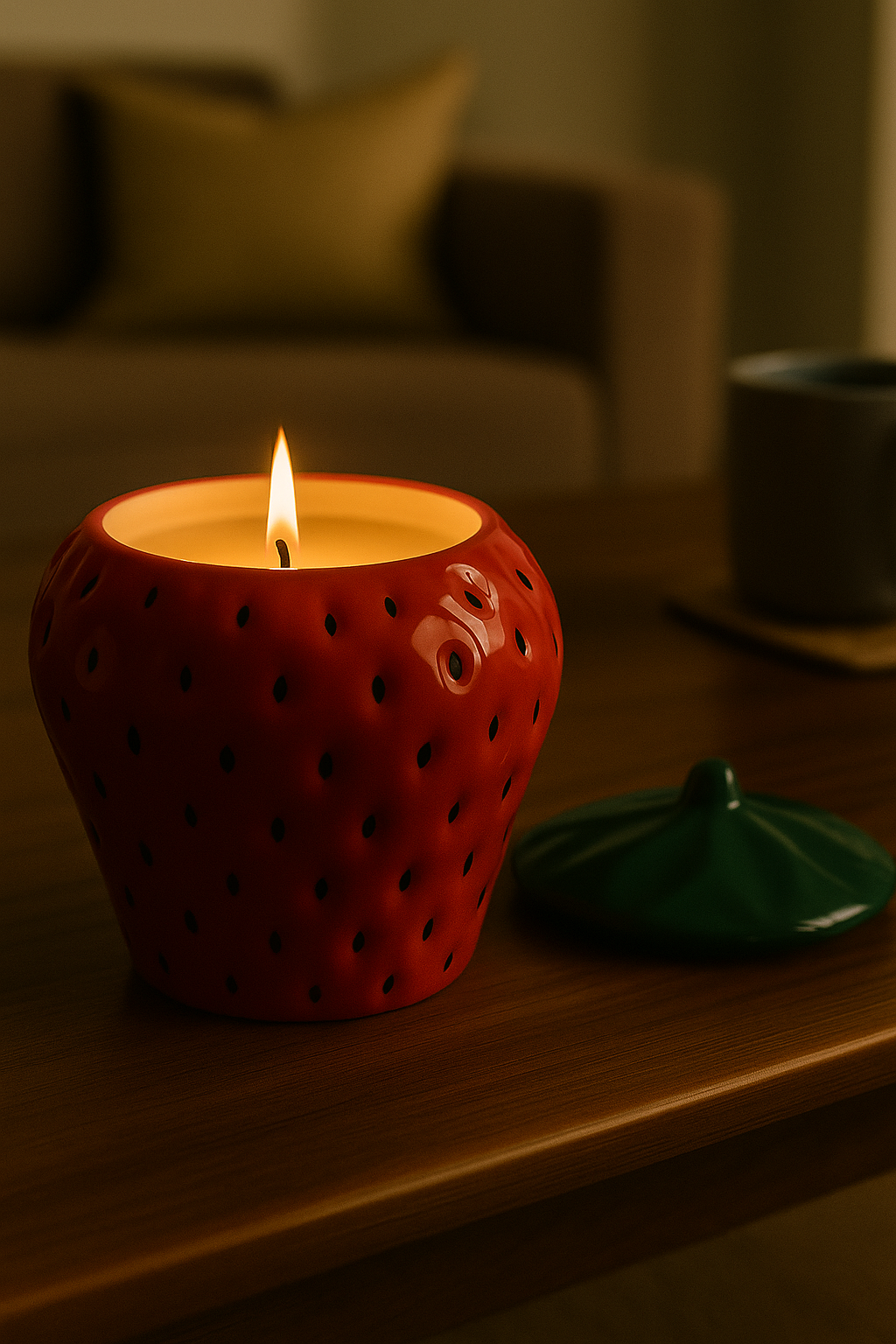 Strawberry Glow Candle Jar | Luxury Handcrafted Ceramic Candle | Idle for Gifting & Home Décor