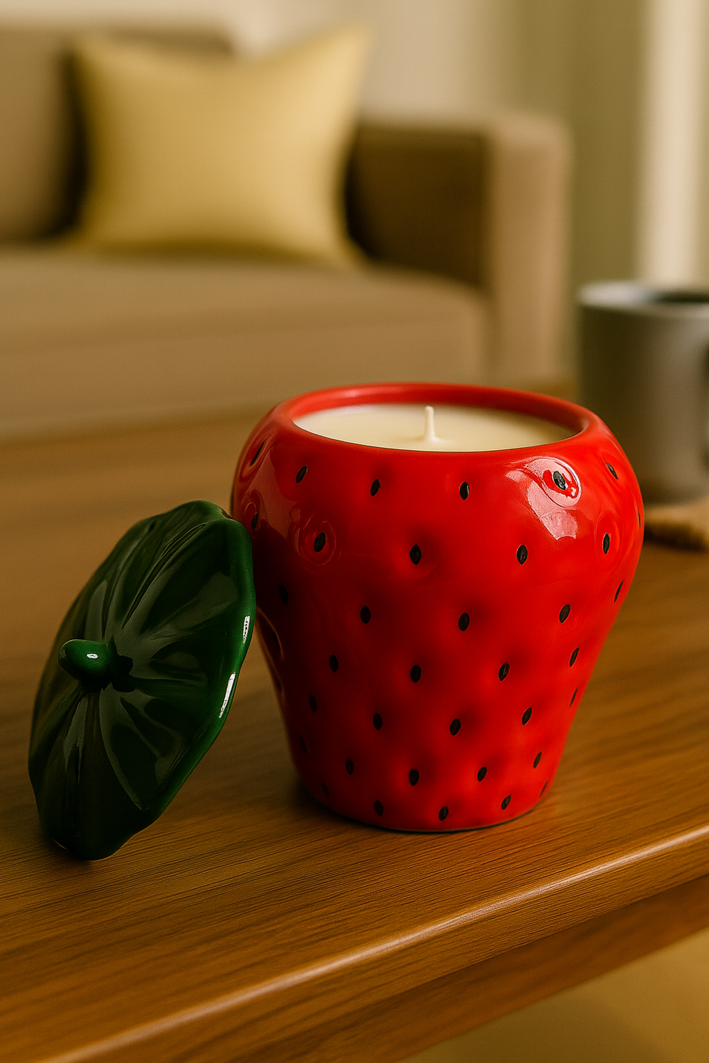 Strawberry Glow Candle Jar | Luxury Handcrafted Ceramic Candle | Idle for Gifting & Home Décor
