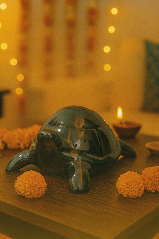 Green Ceramic Tortoise Piggy Bank | Auspicious Vastu Decor & Diwali Gift | Money Saving Coin Bank for Home