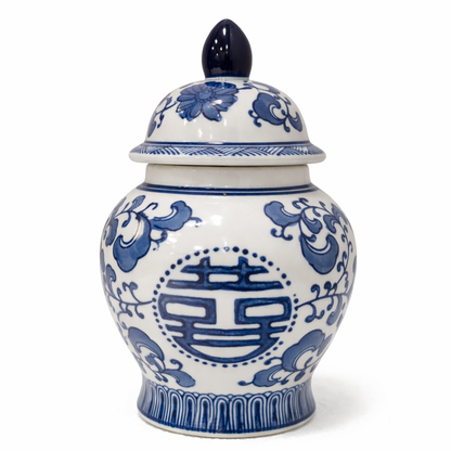 House of Elegance Hub Handcrafted Porcelain Ginger Jar with Lid | Blue & White Lidded Urn | 23 cm Height, 15 cm Width | Traditional Decorative Jar for Living Room, Tabletop & Home Décor