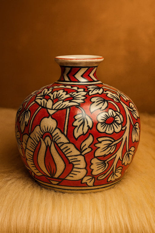 Handpainted Red Vase