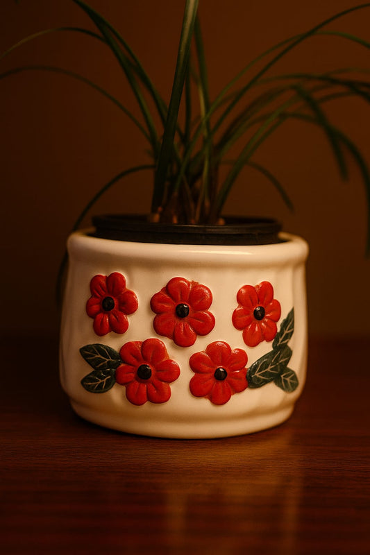 Beautiful Ceremic Red Flowers planter