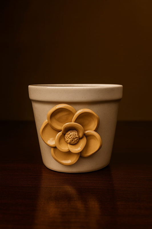 3D yellow flower ceremic Planter