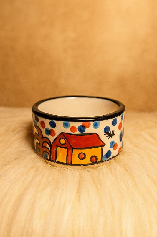 Handpainted Multicolored Ceramic Dip Bowl/Chutney Bowl
