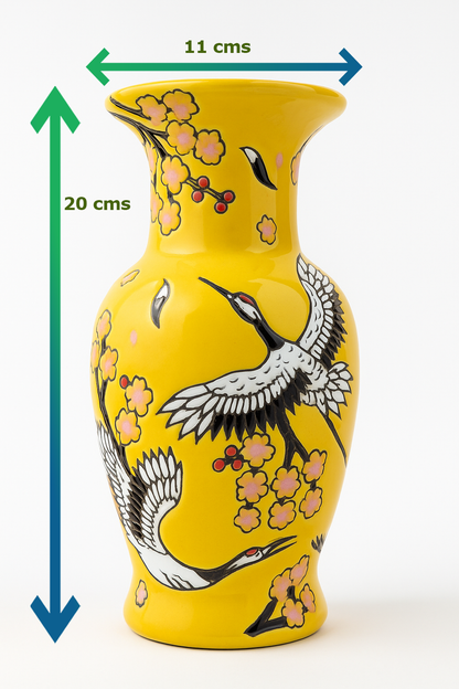 Japanese Porcelain Vase | Imported Crane & Cherry Blossom Design | Available in 3 Colors