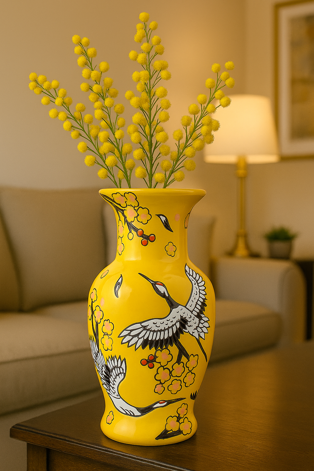 Japanese Porcelain Vase | Imported Crane & Cherry Blossom Design | Available in 3 Colors