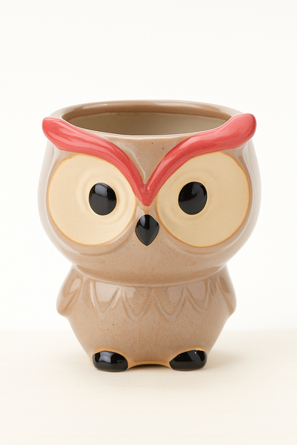 Cute Owl Ceramic Planter – Mini Animal Flower Pot for Home & Desk Decor (7 × 8 cm)