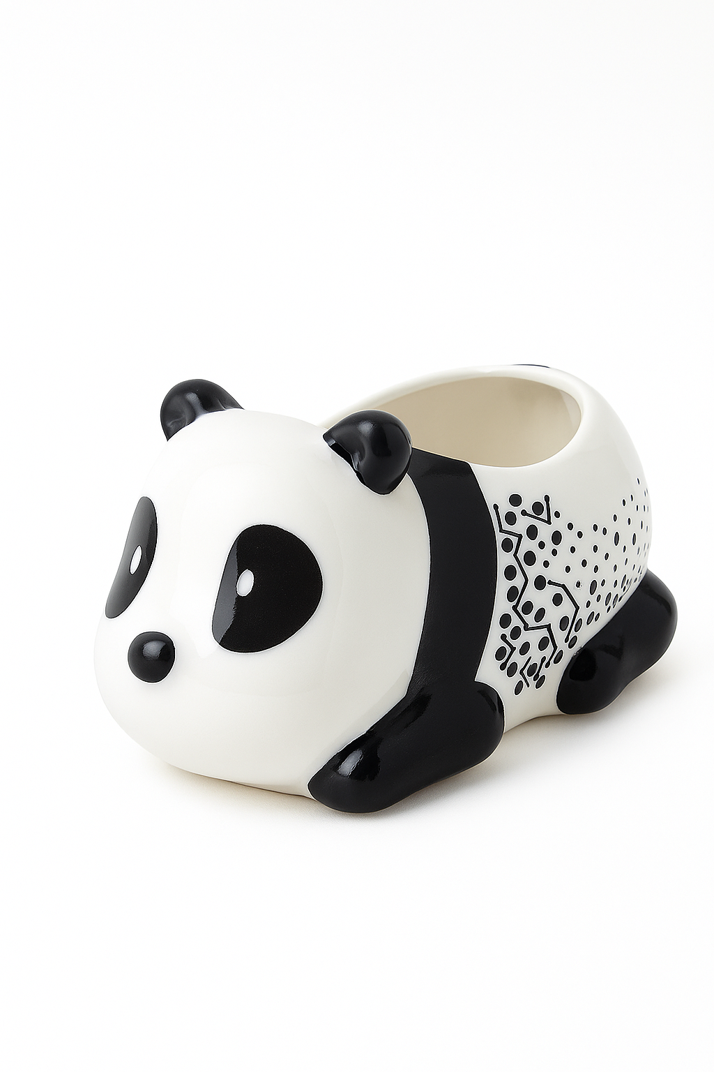 Big Eyes Panda Ceramic Planter – Cute Animal Succulent Pot (10 cm × 8 cm × 6 cm)
