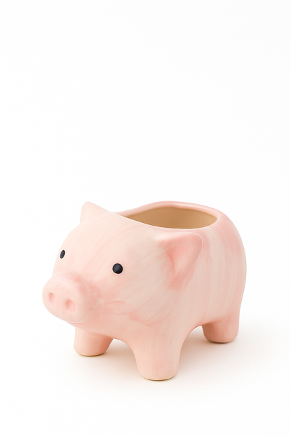 Cute Pig Ceramic Planter |Mini Animal Succulent Pot for Home Décor