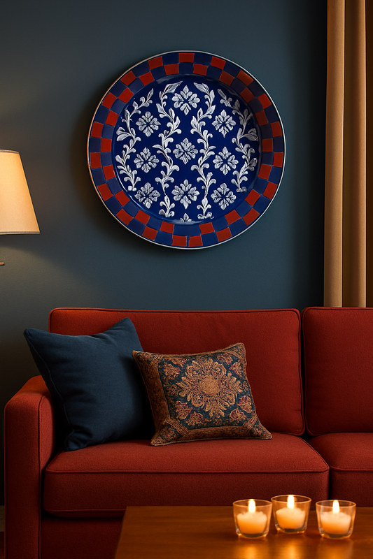 Beautiful Decorative Wall Plate – 10 Inch | Blue, White & Red Floral Pattern Ceramic Wall Art | Elegant Wall Décor for Living Room, Bedroom, Office & Cafes | HouseOfEleganceHub