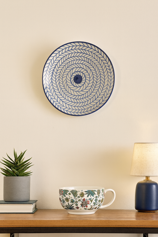 BeautifuL Blue and White Decorative Wall Plate – 10 Inch | Elegant Wall Art for Living Room, Bedroom, Office & Cafes