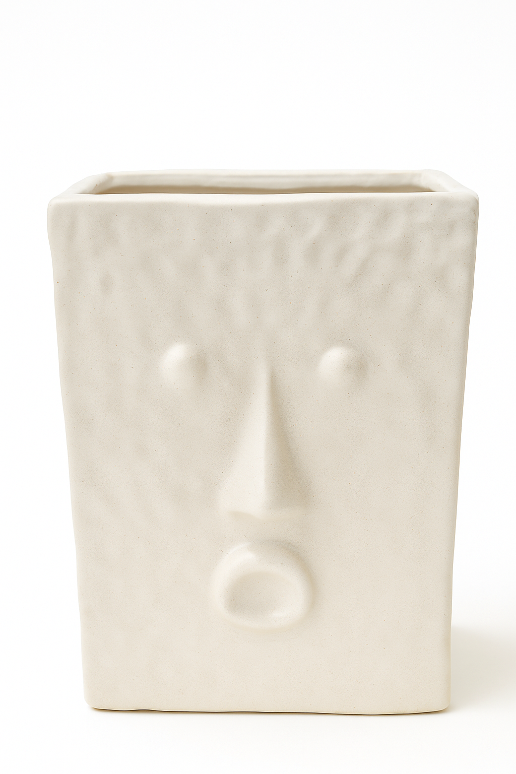 Abstract Face Ceramic Vase – Modern White Textured Decorative Flower Vase (18 × 12 cm)