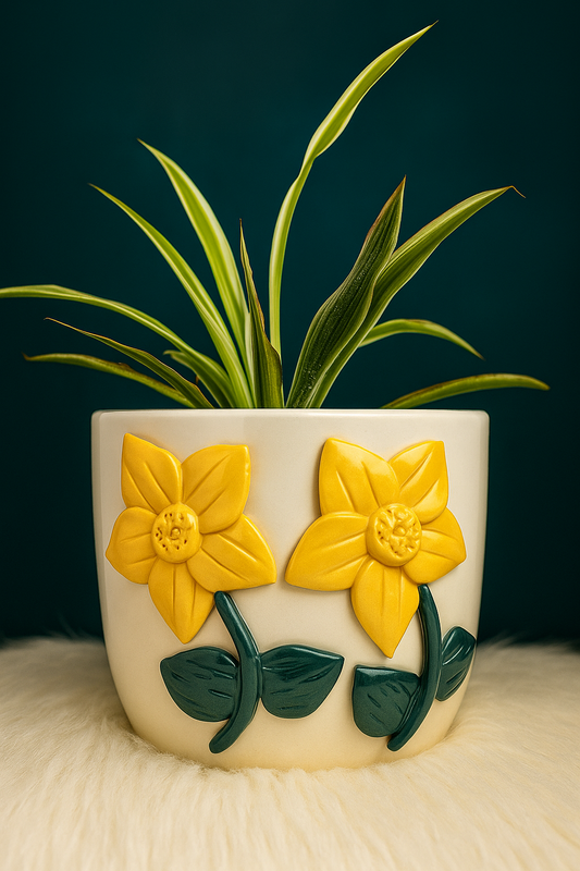 Golden Bloom Ceramic Planter