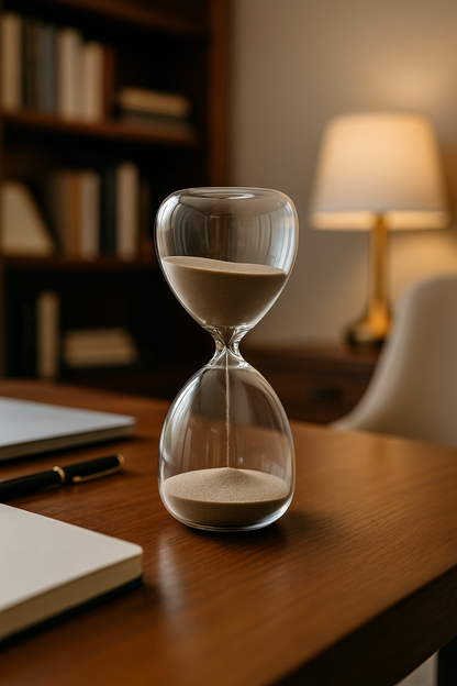 Elegant Glass Hourglass with Golden Sand – 6 Inch Timer Decorative Piece