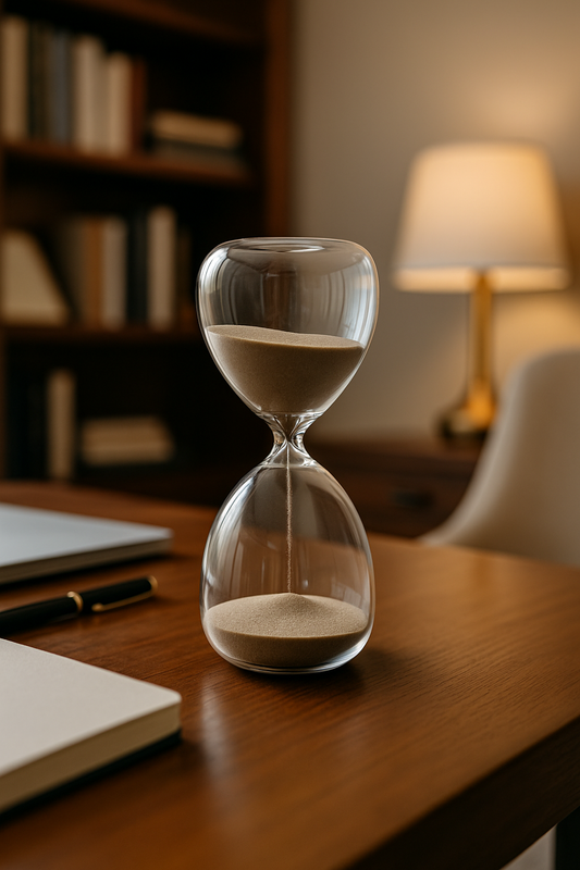 Elegant Glass Hourglass with Golden Sand – 6 Inch Timer Decorative Piece