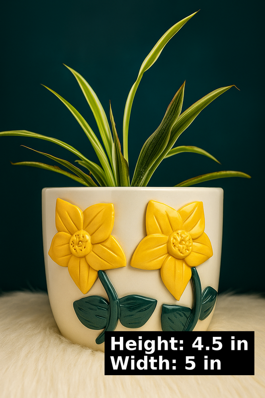 Golden Bloom Ceramic Planter