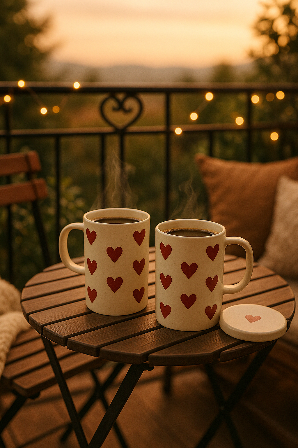 Long Ceramic Heart Mug with Lid – 12.5 cm Tall Coffee Cup | Cute Valentine Gift | Hot Beverage Mug
