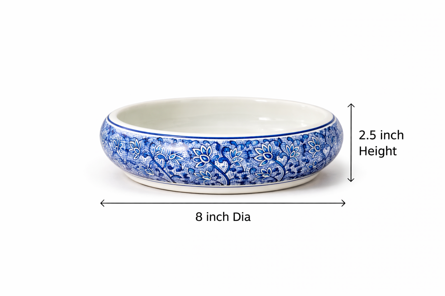 House of Elegance Hub Blue & White Porcelain Urli Bowl – Decorative Floating Flower Bowl with Water & Candle Setup | Premium Imported Ceramic Urli for Home Decor, Living Room & Festive Use