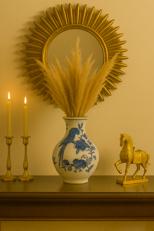 Chinese Porcelain Vase | Blue & White Ceramic Flower Vase (16.5 cm) | Bird & Floral Design | Oriental Decorative Pot for Living Room, Bedroom & Table Décor