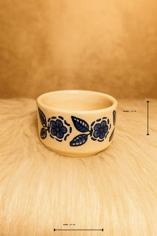 Small Blue & White Handpainted Ceramic Bowl – Chutney, Pickle & Sauce Serving Bowl