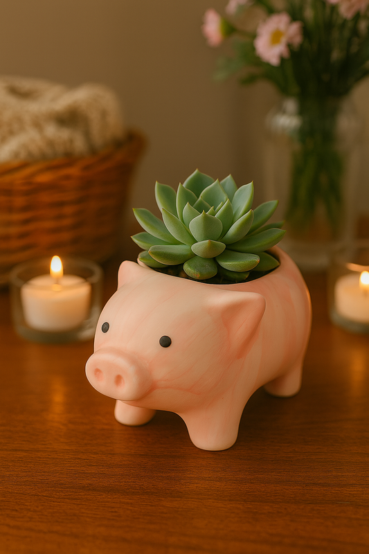 Cute Pig Ceramic Planter |Mini Animal Succulent Pot for Home Décor