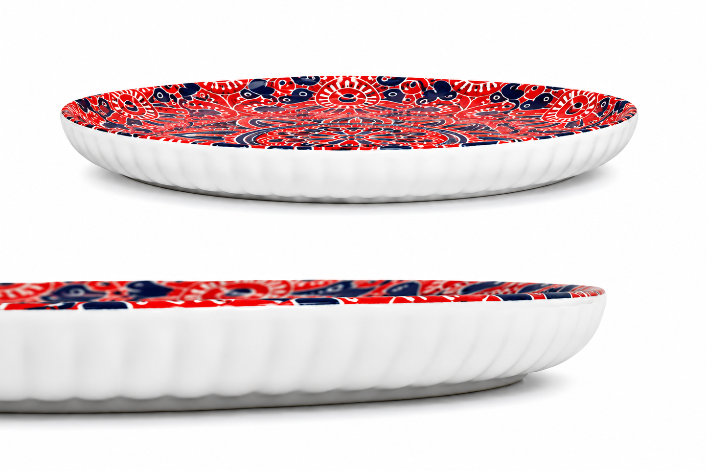 House of Elegance Hub Ceramic Serving Plate 25.5 cm | Decorative Mandala Dessert & Snack Plate | Premium Glossy Ceramic Platter for Serving Cake, Snacks, Fruits & Tea Setup