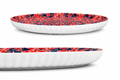 House of Elegance Hub Ceramic Serving Plate 25.5 cm | Decorative Mandala Dessert & Snack Plate | Premium Glossy Ceramic Platter for Serving Cake, Snacks, Fruits & Tea Setup