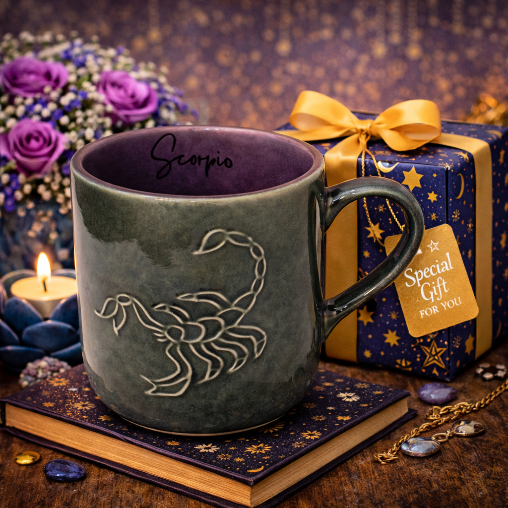 House of Elegance Hub Zodiac (Zodiac Sign) Ceramic Coffee Mug | 330 ml Handcrafted Astrology Cup | Premium Glazed Tea & Coffee Mug | Unique Gift for (Zodiac Sign) Lovers