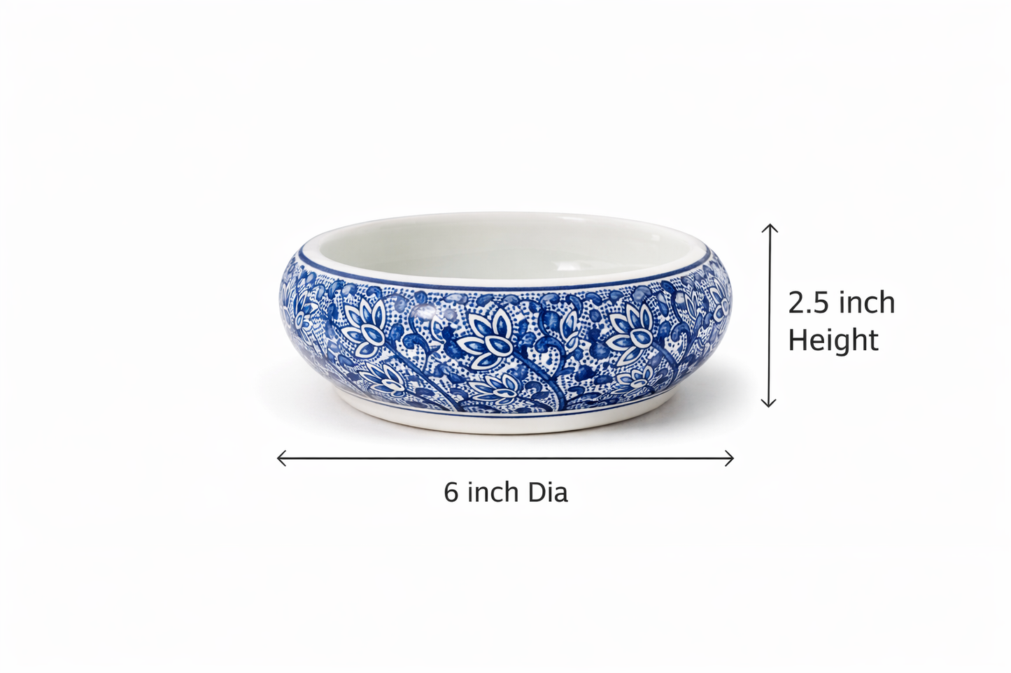 House of Elegance Hub Blue & White Porcelain Urli Bowl – Decorative Floating Flower Bowl with Water & Candle Setup | Premium Imported Ceramic Urli for Home Decor, Living Room & Festive Use