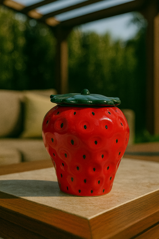 Strawberry Glow Candle Jar | Luxury Handcrafted Ceramic Candle | Idle for Gifting & Home Décor