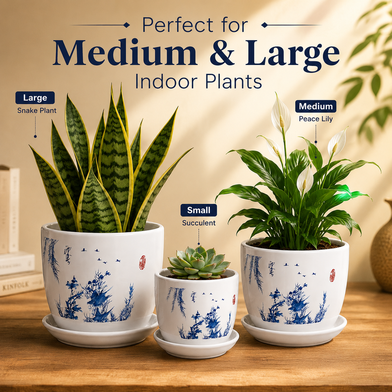 Beautiful Blue Scenery Ceremic Planter (Set of 3)