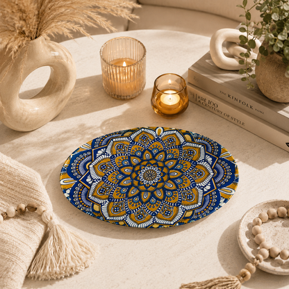 House of Elegance Hub Oval Ceramic Serving Plate | Mandala Design Decorative Platter for Snacks, Desserts, Fruits & Tea Serving | Premium Gloss Finish Oval Plate | 27 x 17 cm
